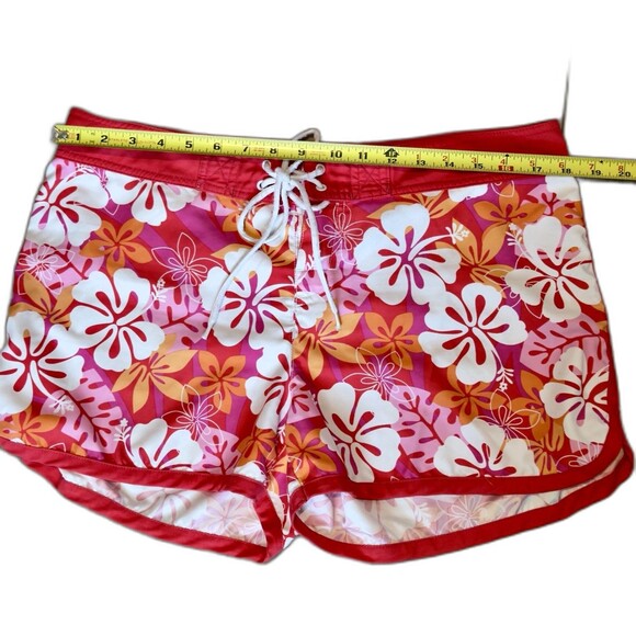 VINTAGE Womens TOMMY HILFIGER Swim Shorts Sz L Red Floral Retro Y2K - Picture 4 of 7